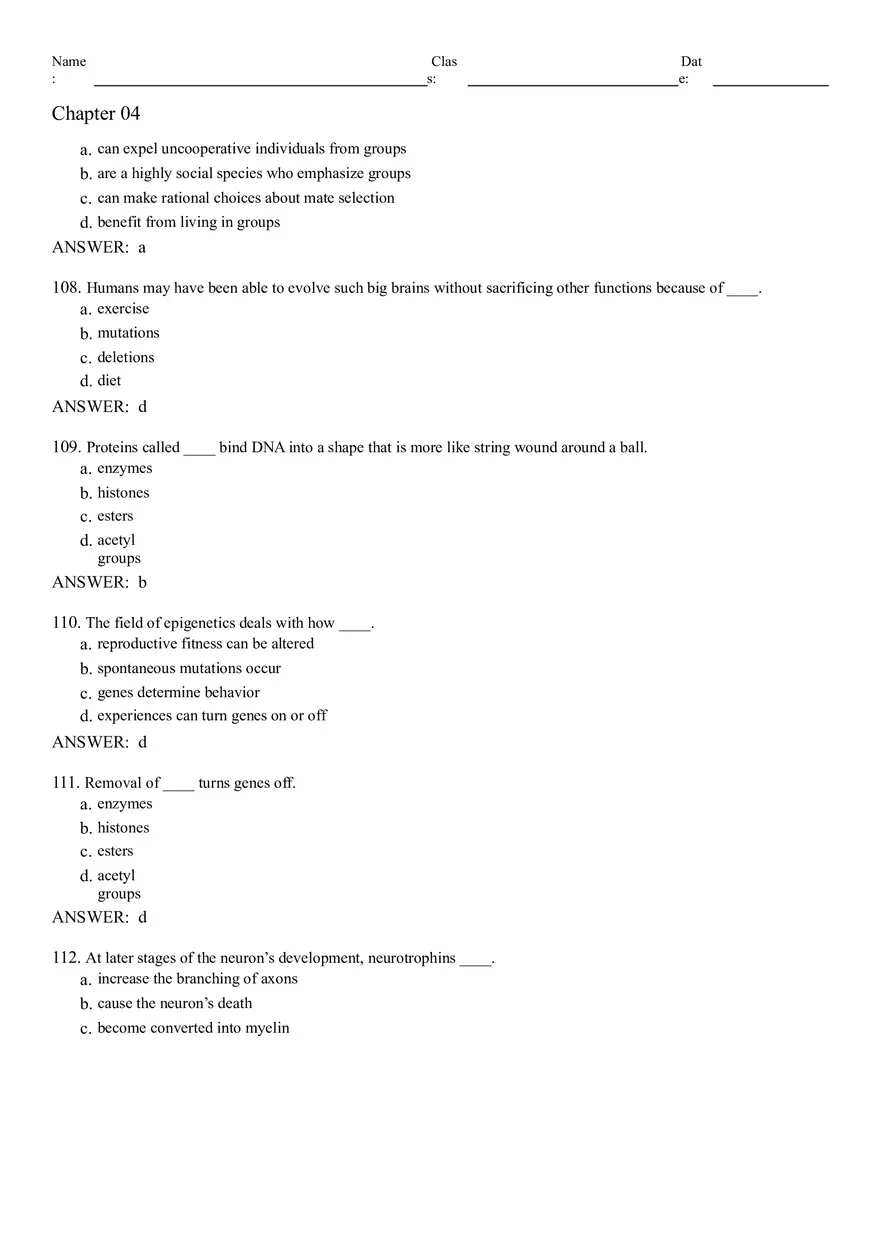 Neural Development and Processes Answer Key From 75 to 119 - Page 7