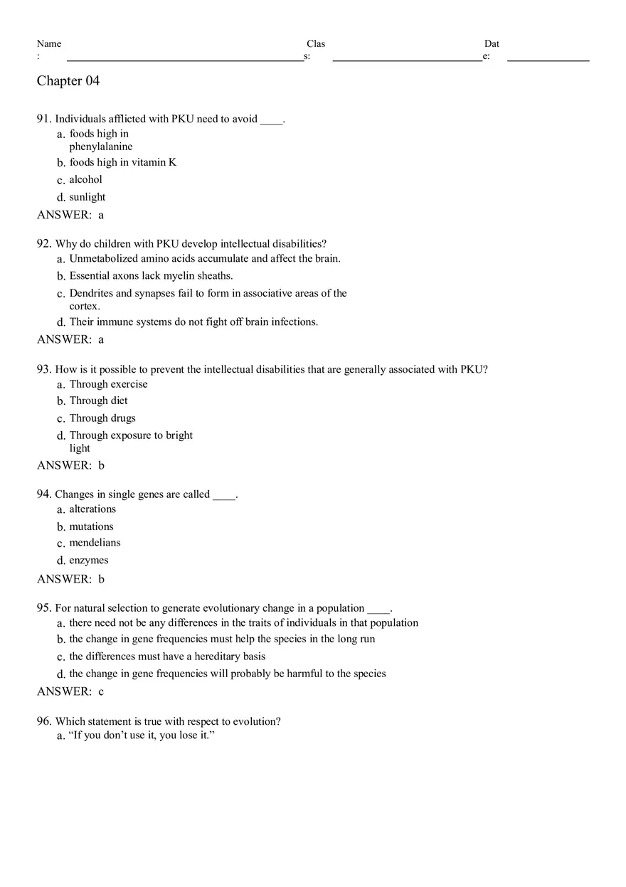 Neural Development and Processes Answer Key From 75 to 119 - Page 4