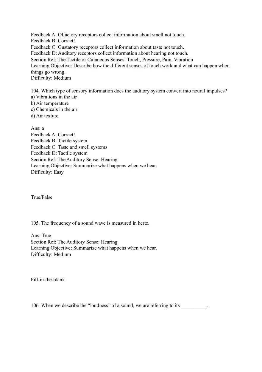 Sensation and Perception Test Answer Key Part 4 - Page 8