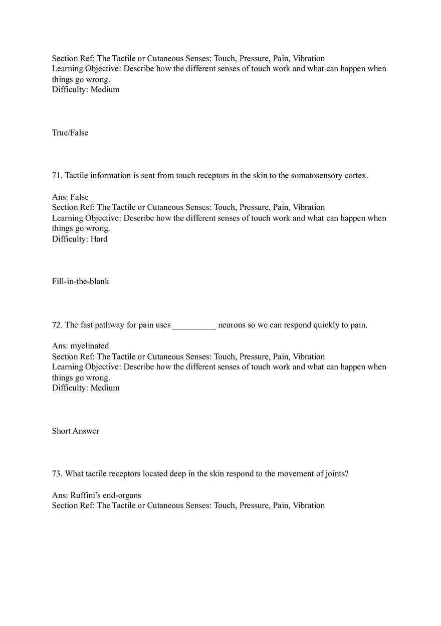 Sensation and Perception Test Answer Key Part 4 - Page 2