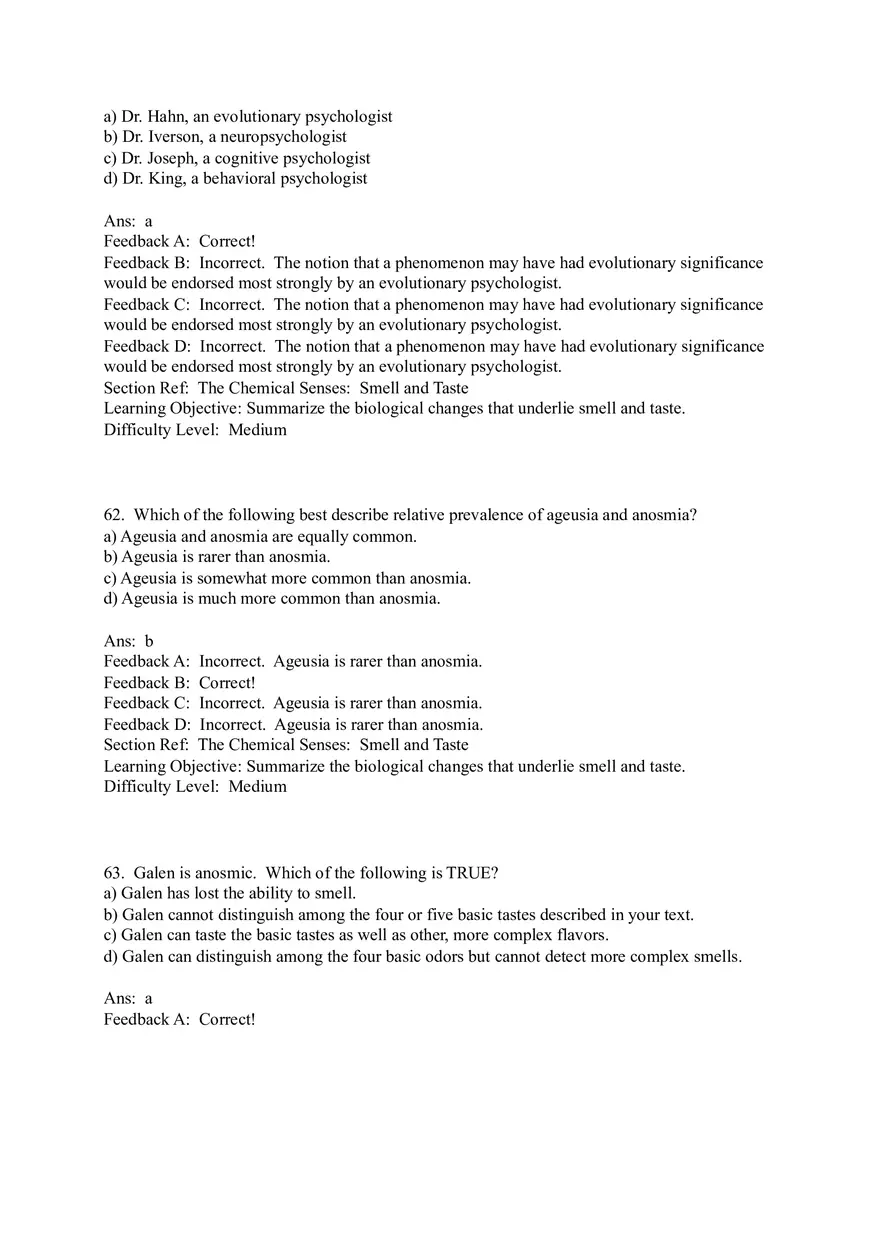 Sensation and Perception Test Answer Key Part 3 - Page 7
