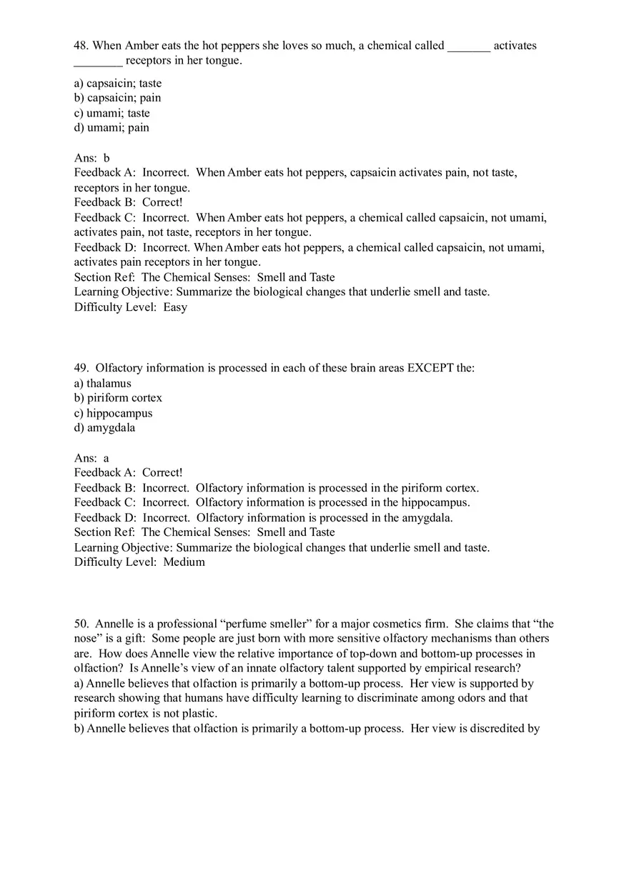 Sensation and Perception Test Answer Key Part 3 - Page 1