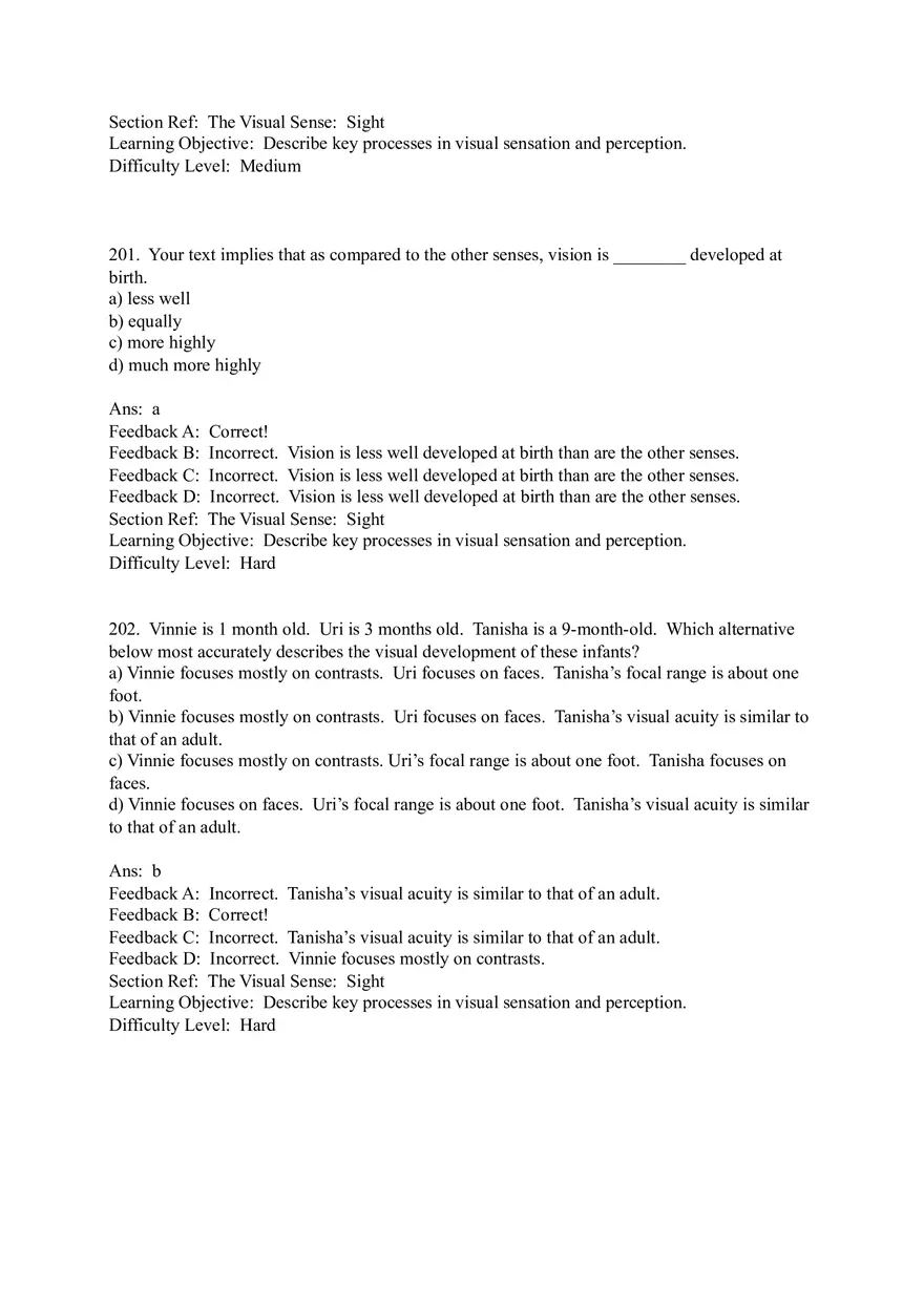 Sensation and Perception Test Answer Key Part 7 - Page 9