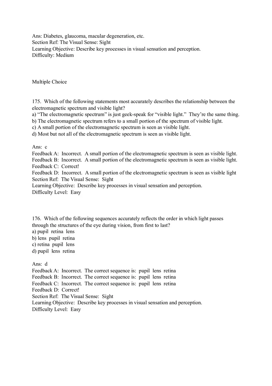 Sensation and Perception Test Answer Key Part 7 - Page 16
