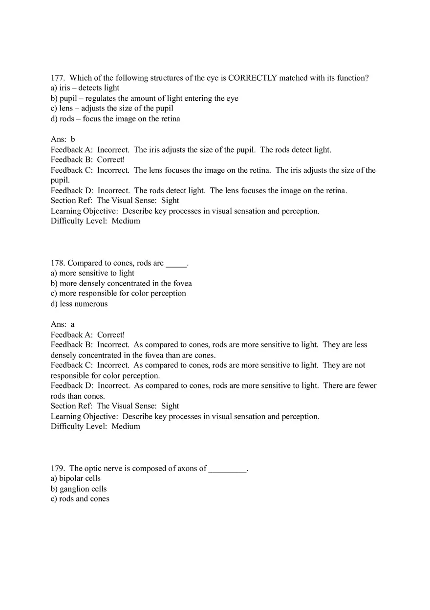 Sensation and Perception Test Answer Key Part 7 - Page 17