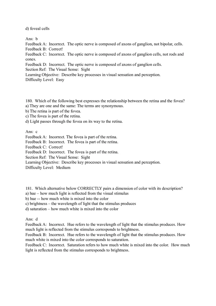 Sensation and Perception Test Answer Key Part 7 - Page 18
