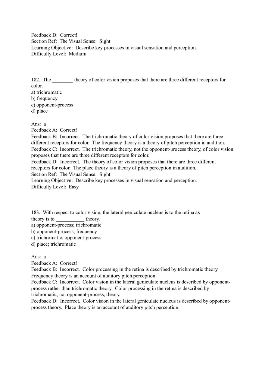 Sensation and Perception Test Answer Key Part 7 - Page 19