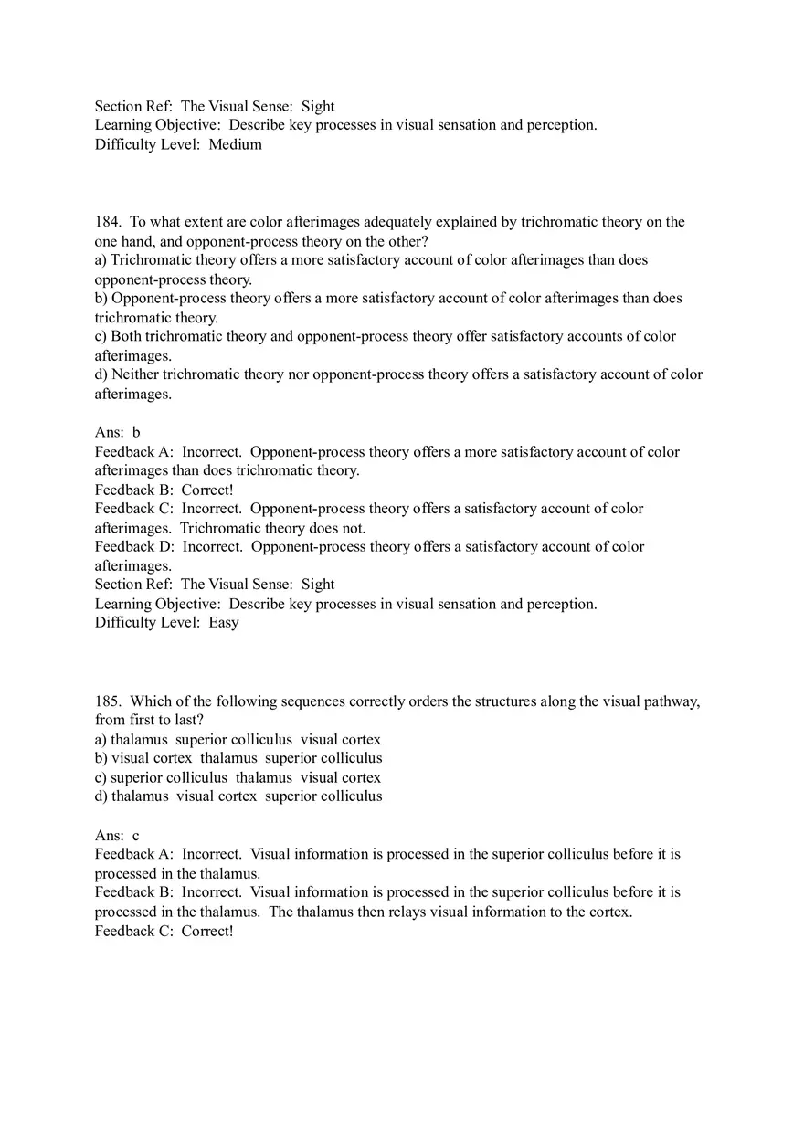 Sensation and Perception Test Answer Key Part 7 - Page 20