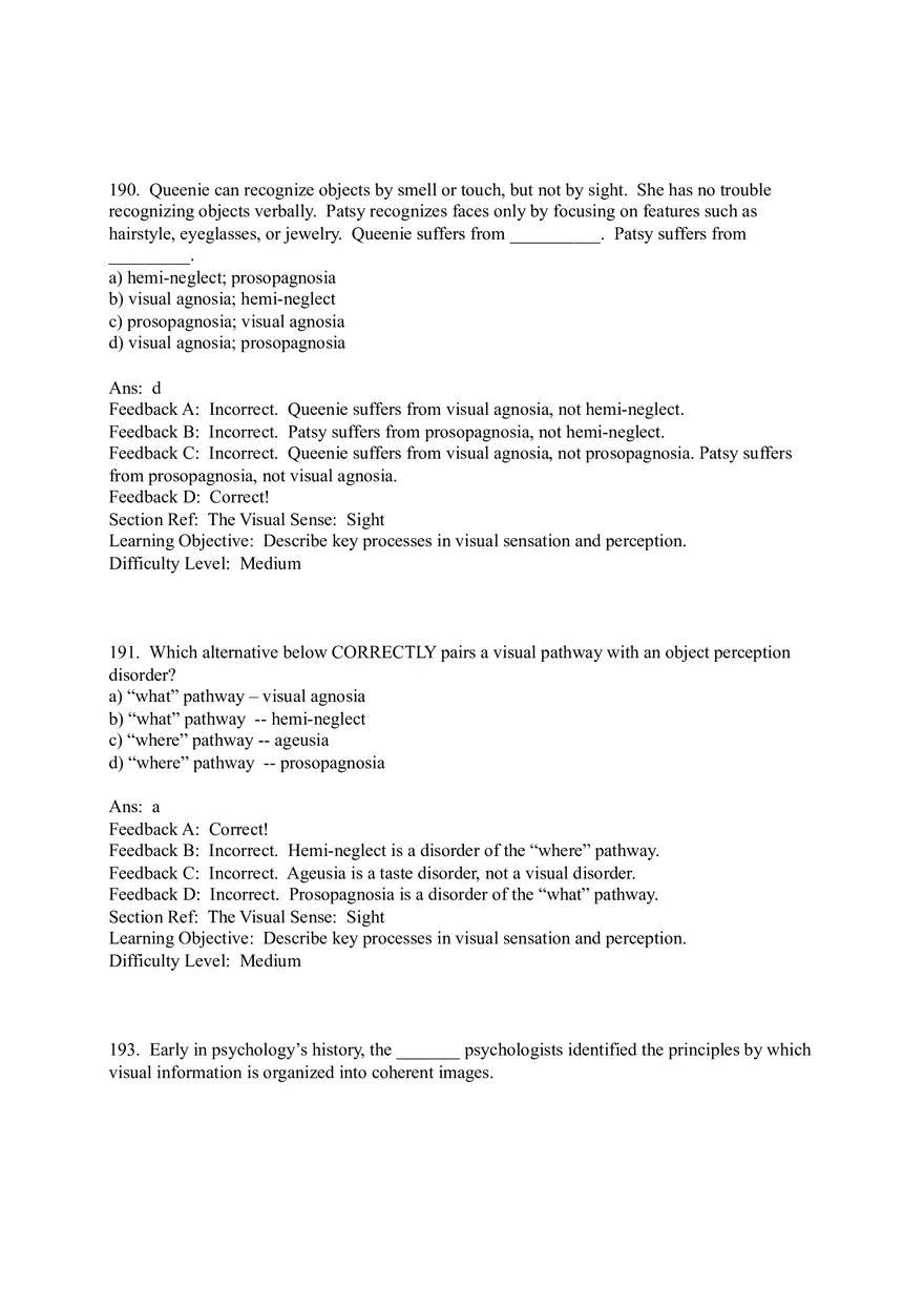 Sensation and Perception Test Answer Key Part 7 - Page 5