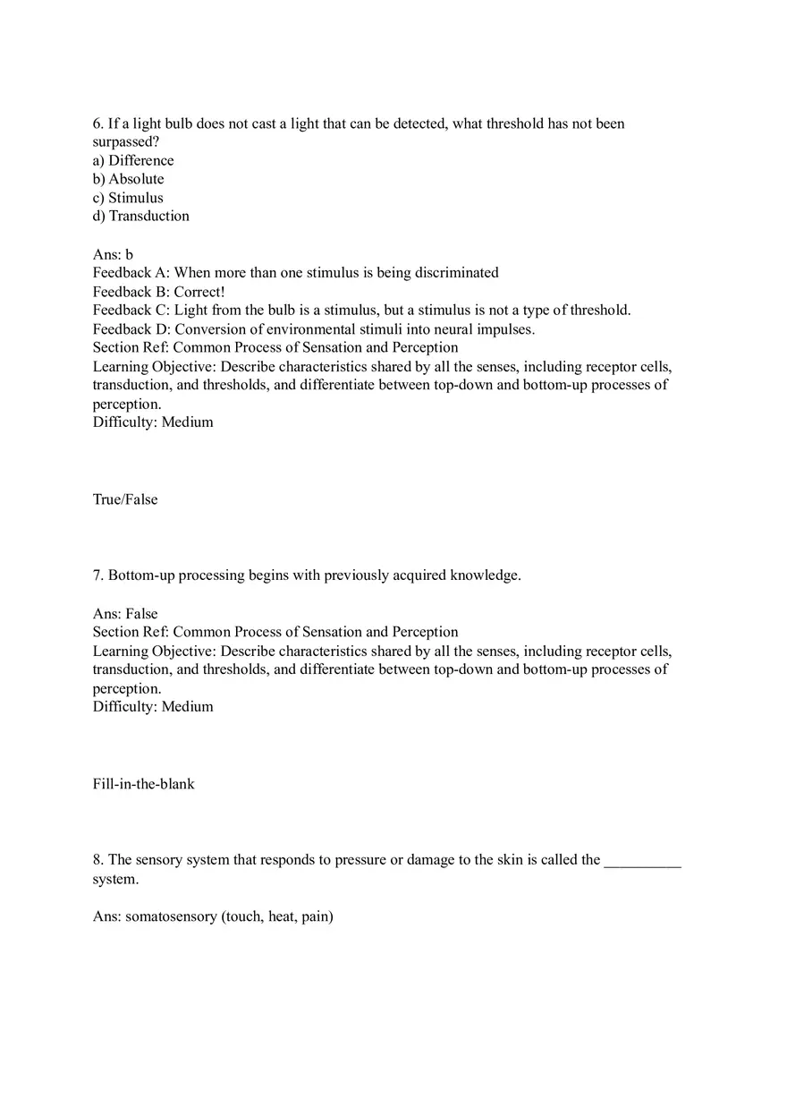 Sensation and Perception Test Answer Key Part 1 - Page 3