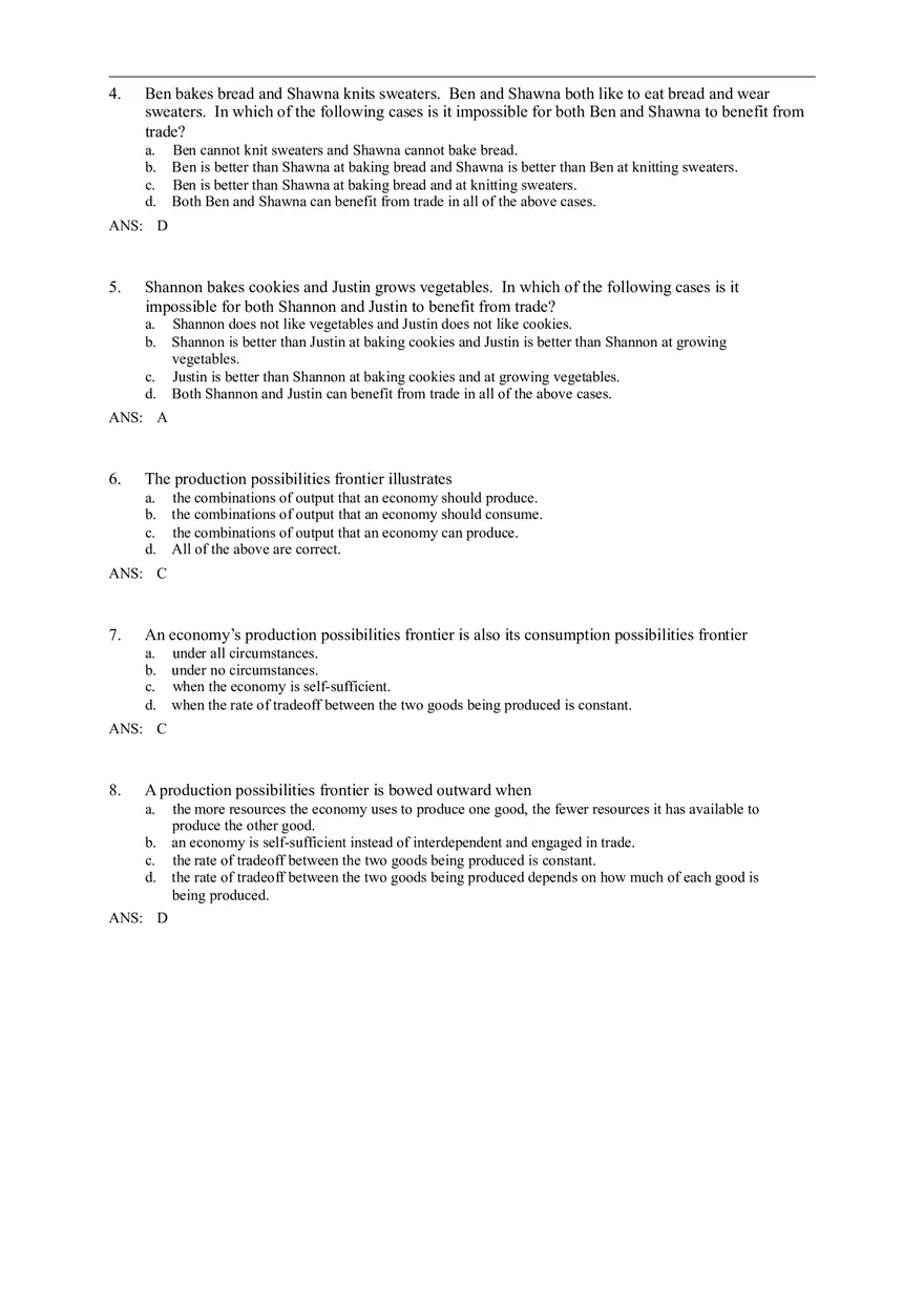 Interdependence and the Gains from Trade Answer Key - Page 10