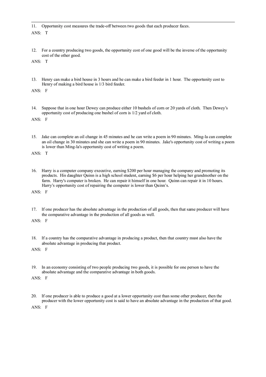 Interdependence and the Gains from Trade Answer Key - Page 2