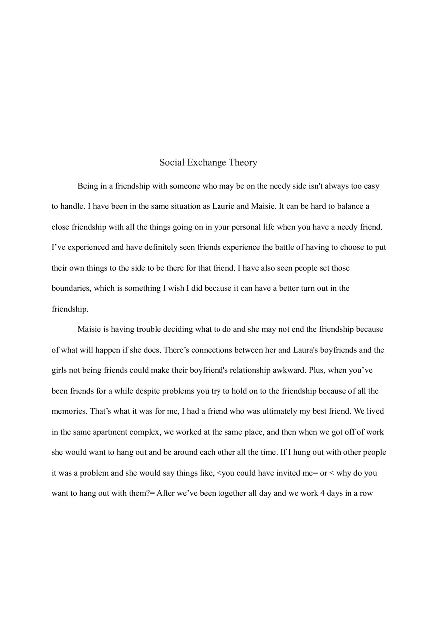 Social Exchange Theory - Page 1