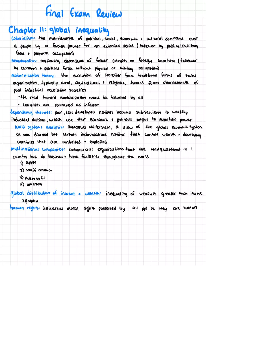 Introduction to Sociology Final Exam Study Guide - Page 1
