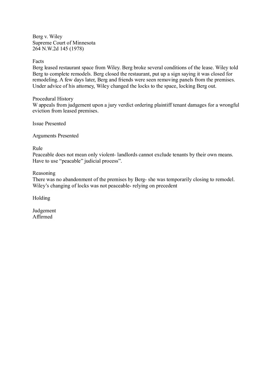 Berg v. Wiley - Case Brief - Page 1