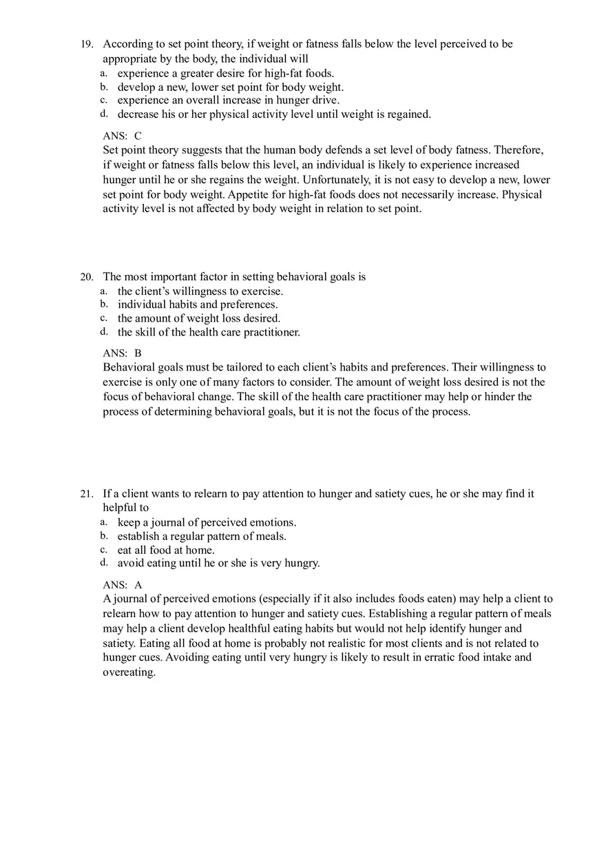 Nutrition (Energy, Weight, and Fitness) Answer Key - Page 7