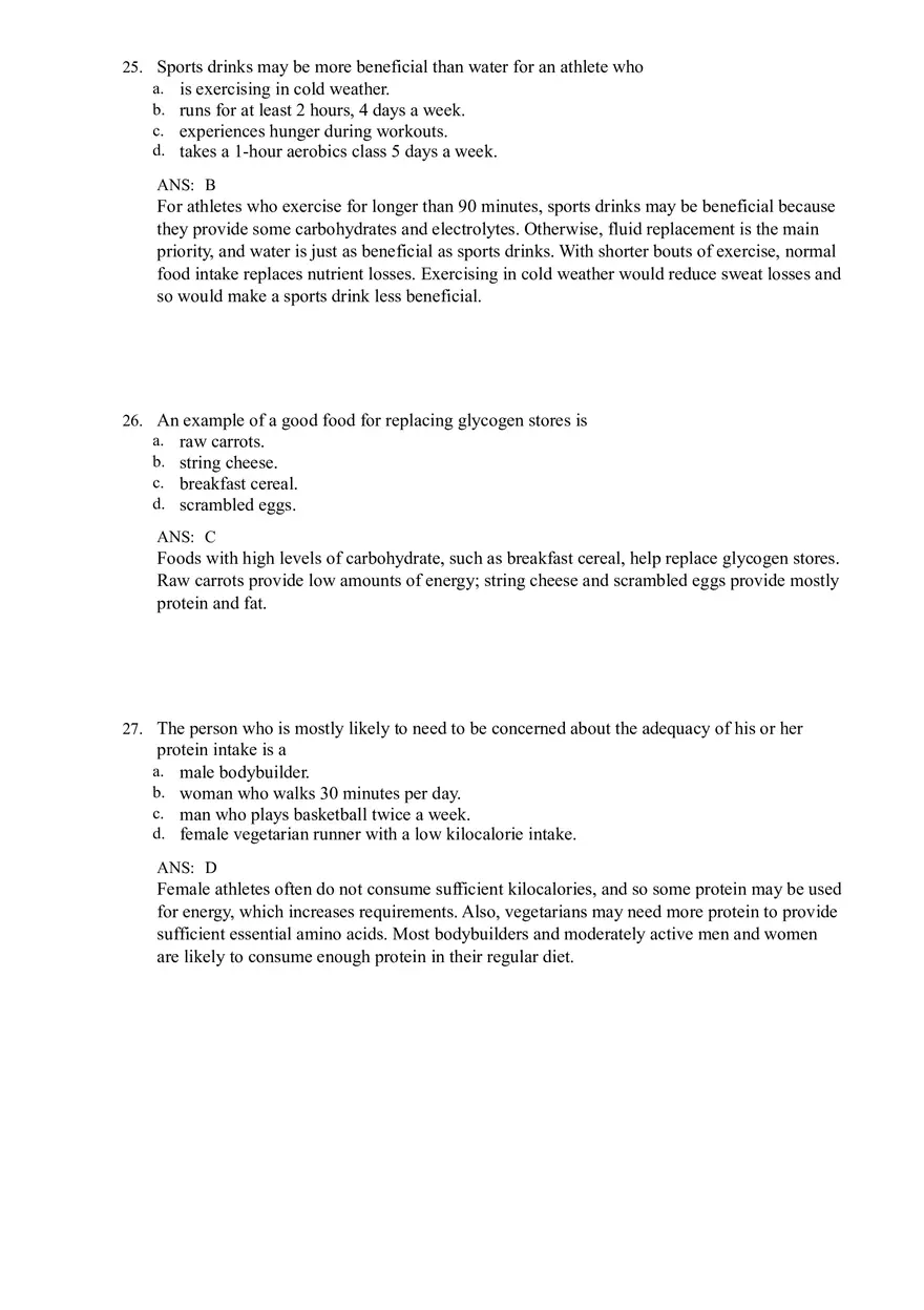 Nutrition (Energy, Weight, and Fitness) Answer Key - Page 9