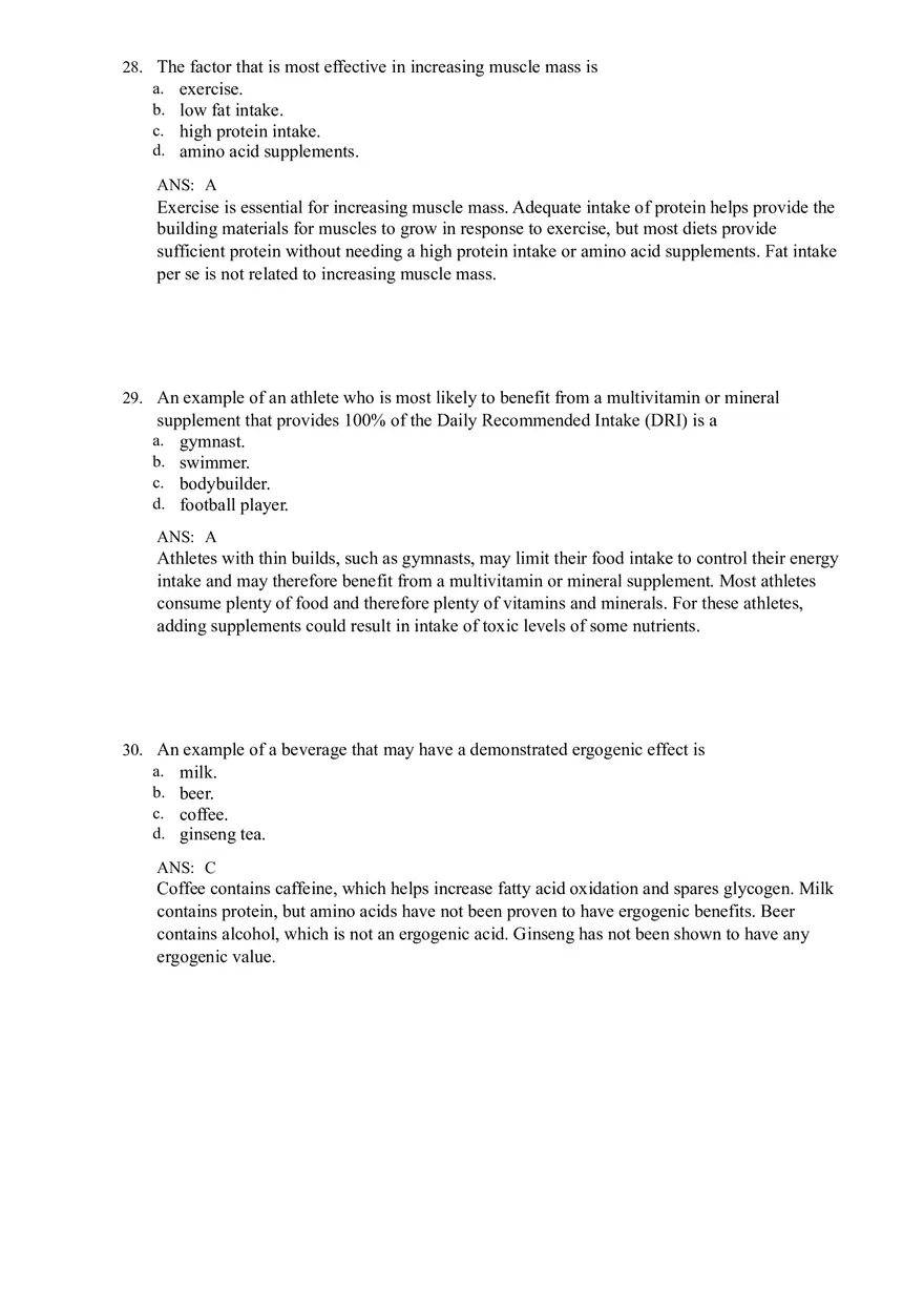 Nutrition (Energy, Weight, and Fitness) Answer Key - Page 10