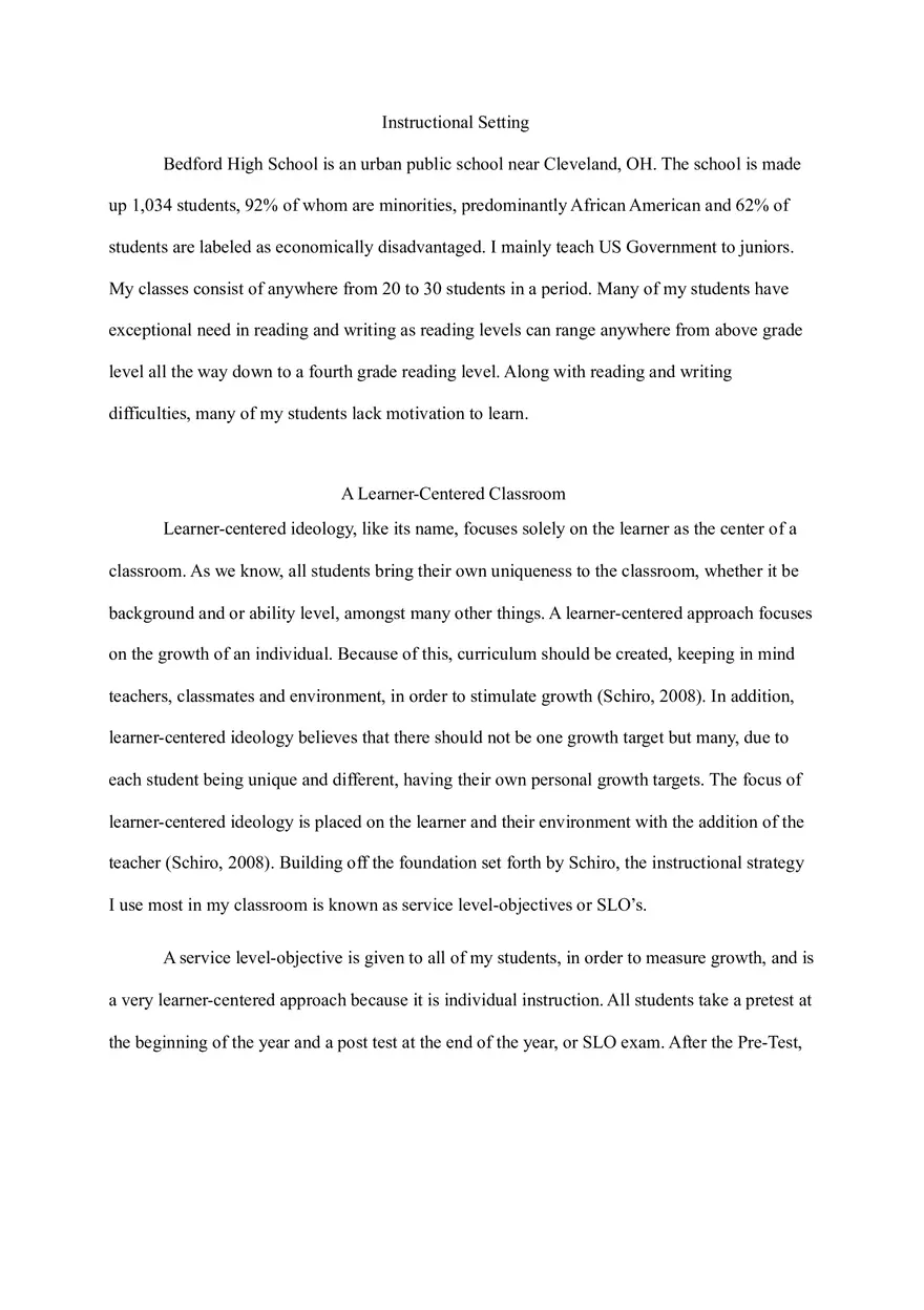 Learner Centered Ideology - Page 1
