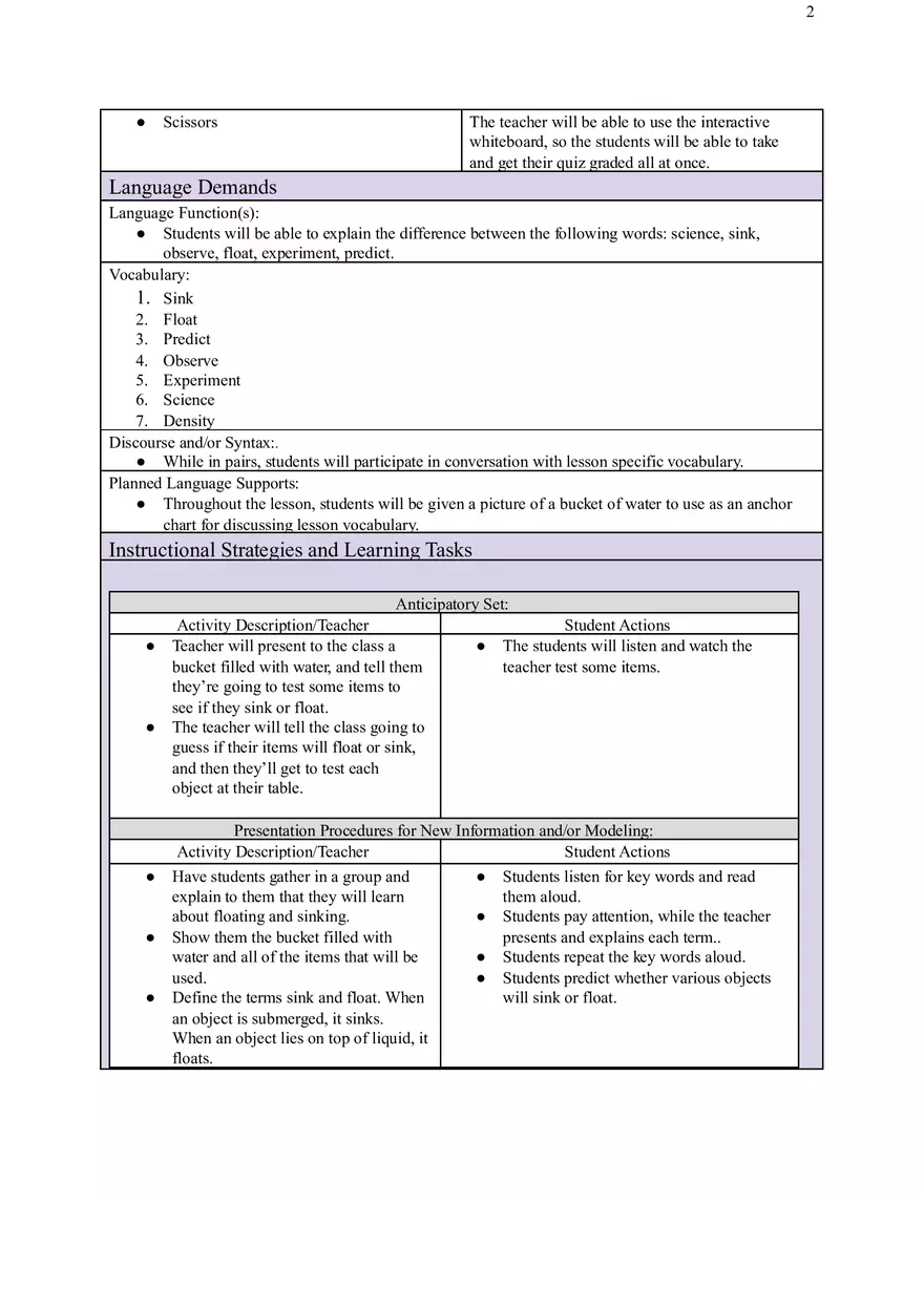 Sink or Float Lesson Plan - Page 2