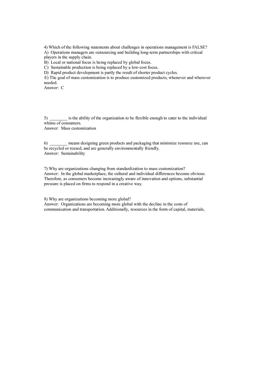Operations Management (Operations and Productivity) Answers Part 4 - Page 8