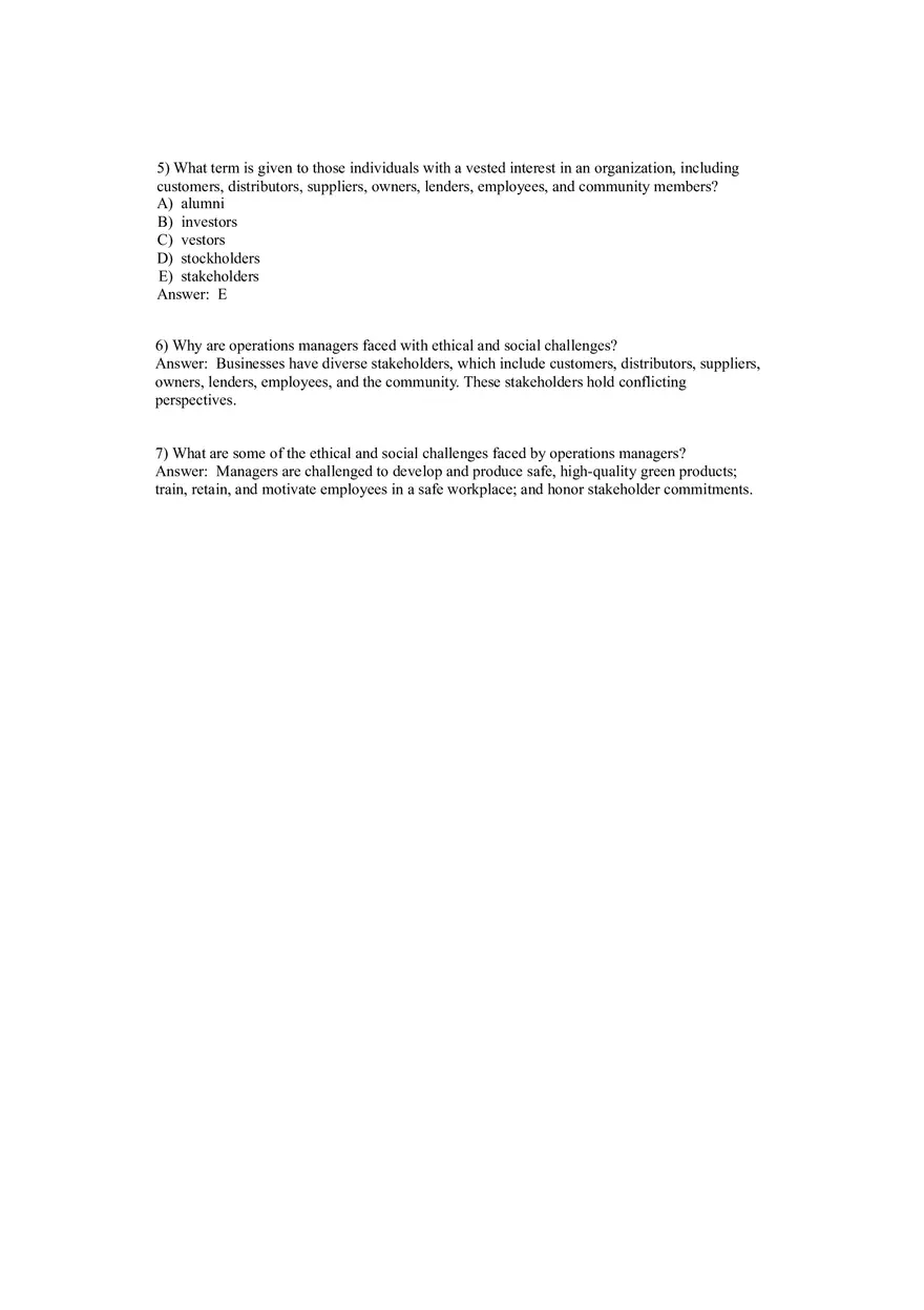 Operations Management (Operations and Productivity) Answers Part 4 - Page 10