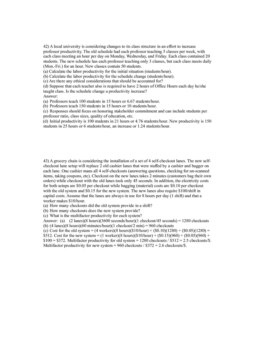 Operations Management (Operations and Productivity) Answers Part 4 - Page 5
