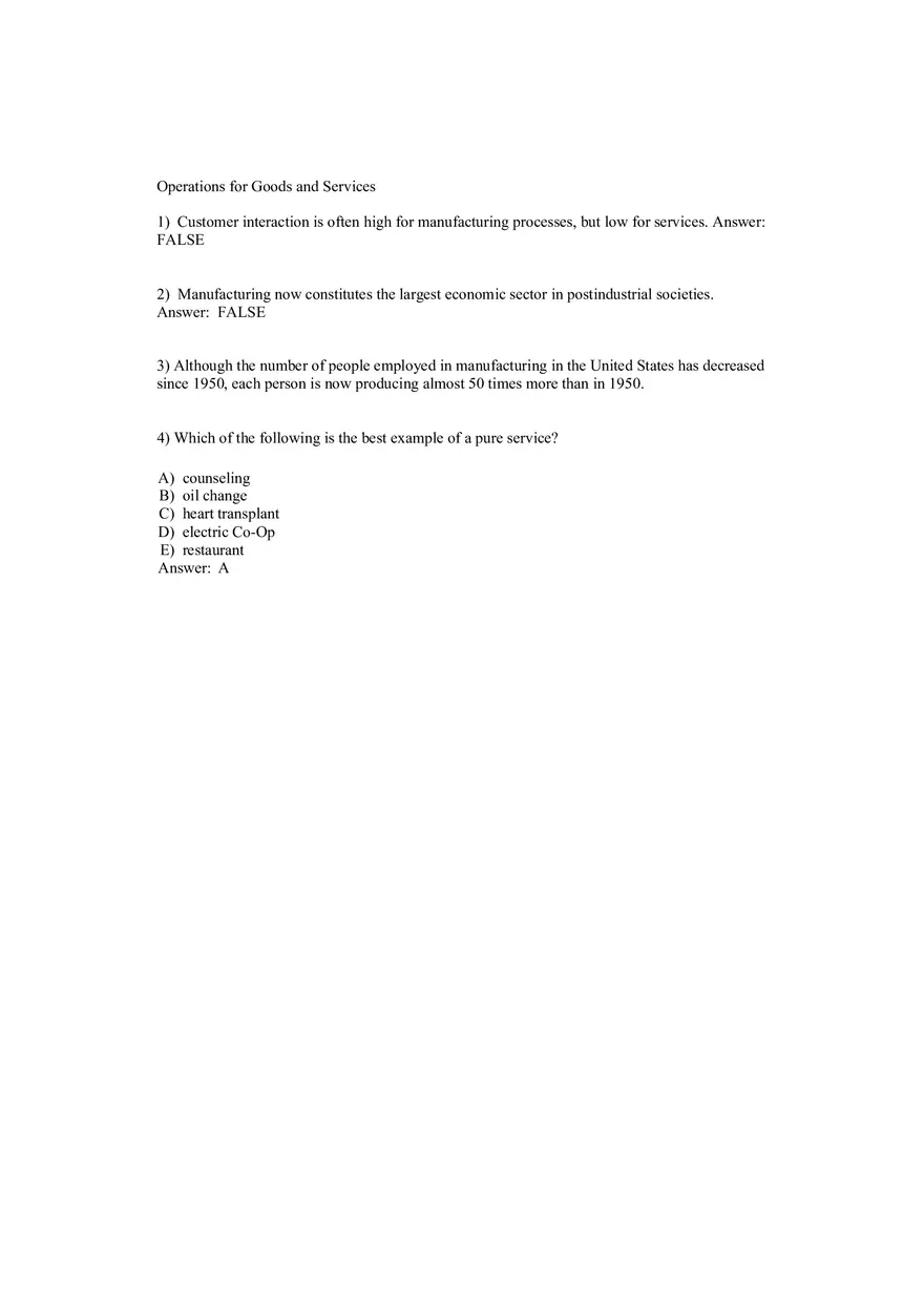 Operations Management (Operations and Productivity) Answers Part 2 - Page 7