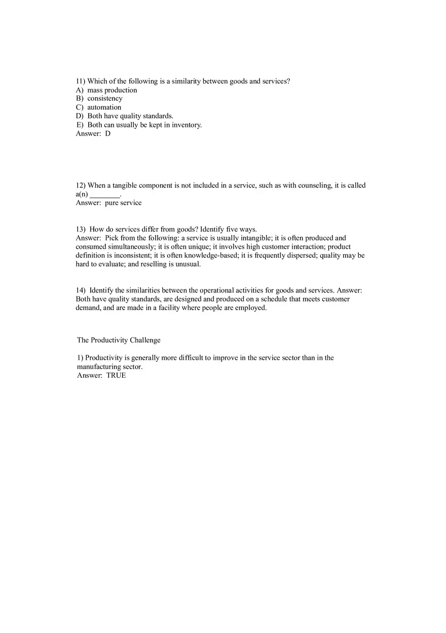 Operations Management (Operations and Productivity) Answers Part 2 - Page 10