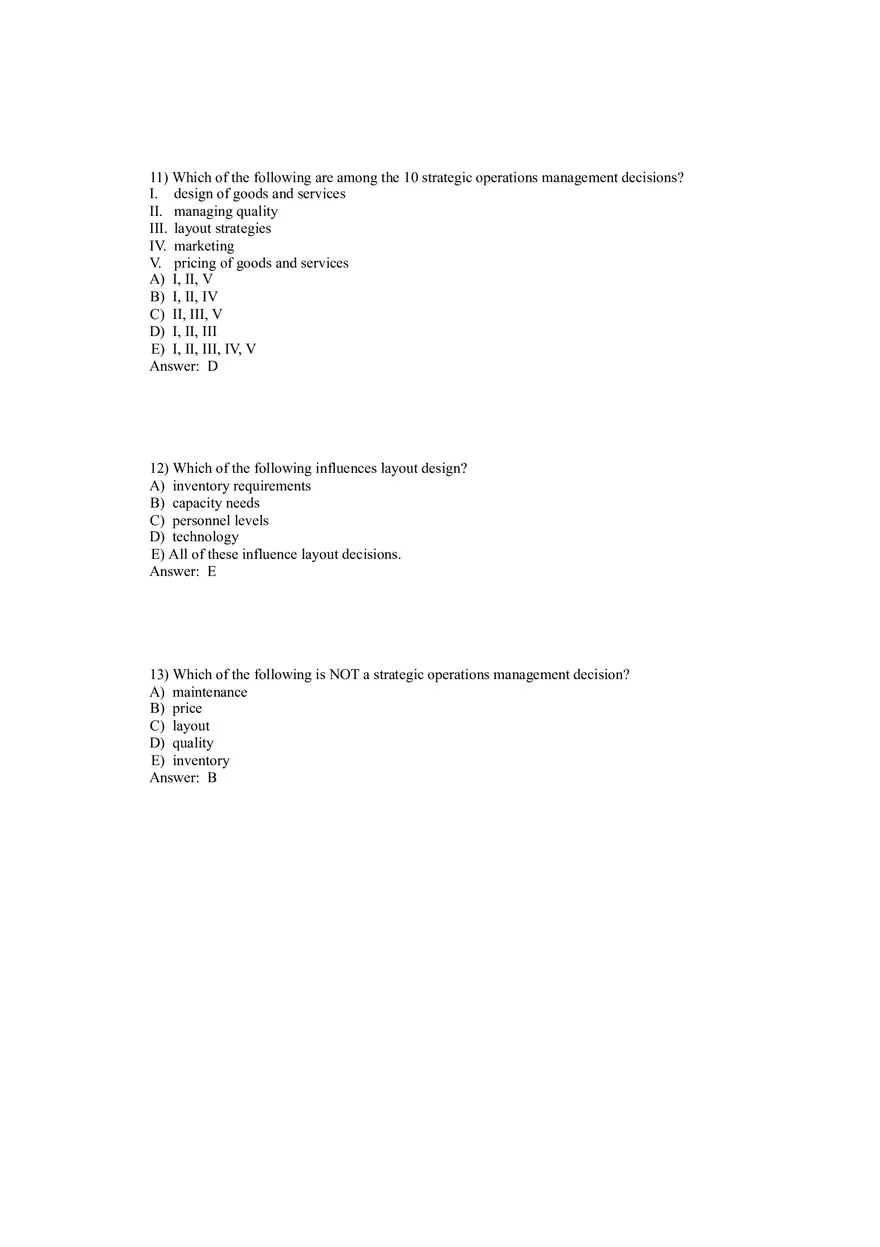 Operations Management (Operations and Productivity) Answers Part 2 - Page 1
