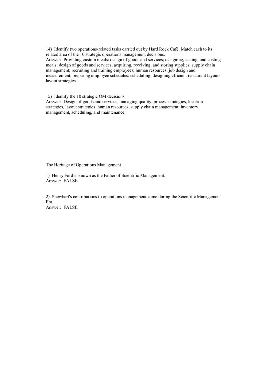 Operations Management (Operations and Productivity) Answers Part 2 - Page 2