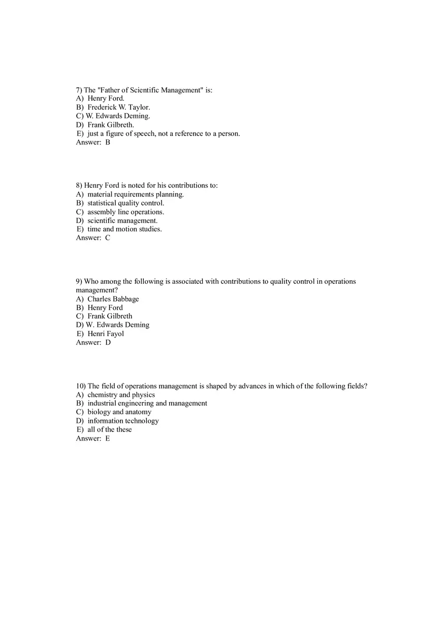 Operations Management (Operations and Productivity) Answers Part 2 - Page 4
