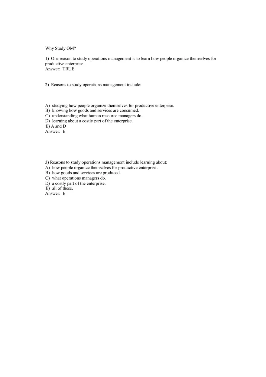 Operations Management (Operations and Productivity) Answers Part 1 - Page 7