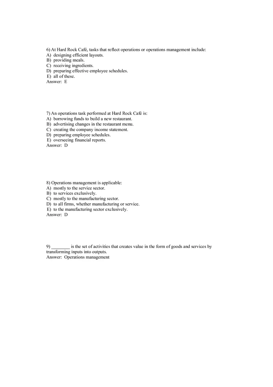 Operations Management (Operations and Productivity) Answers Part 1 - Page 2