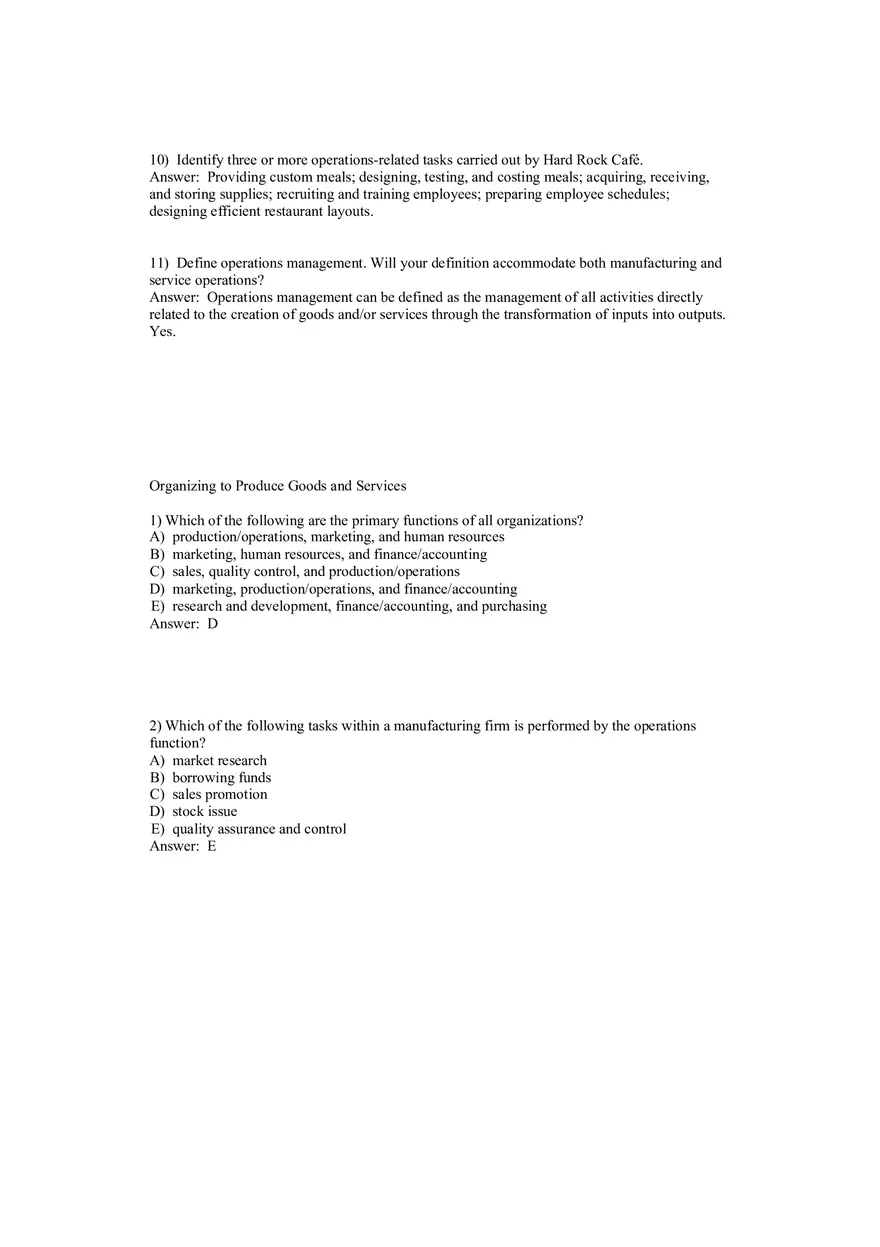 Operations Management (Operations and Productivity) Answers Part 1 - Page 3