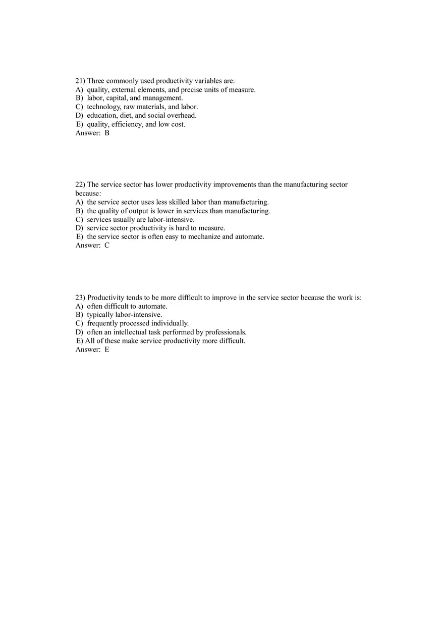 Operations Management (Operations and Productivity) Answers Part 3 - Page 7