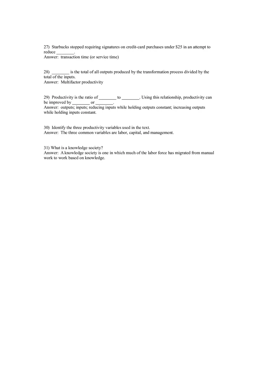 Operations Management (Operations and Productivity) Answers Part 3 - Page 9