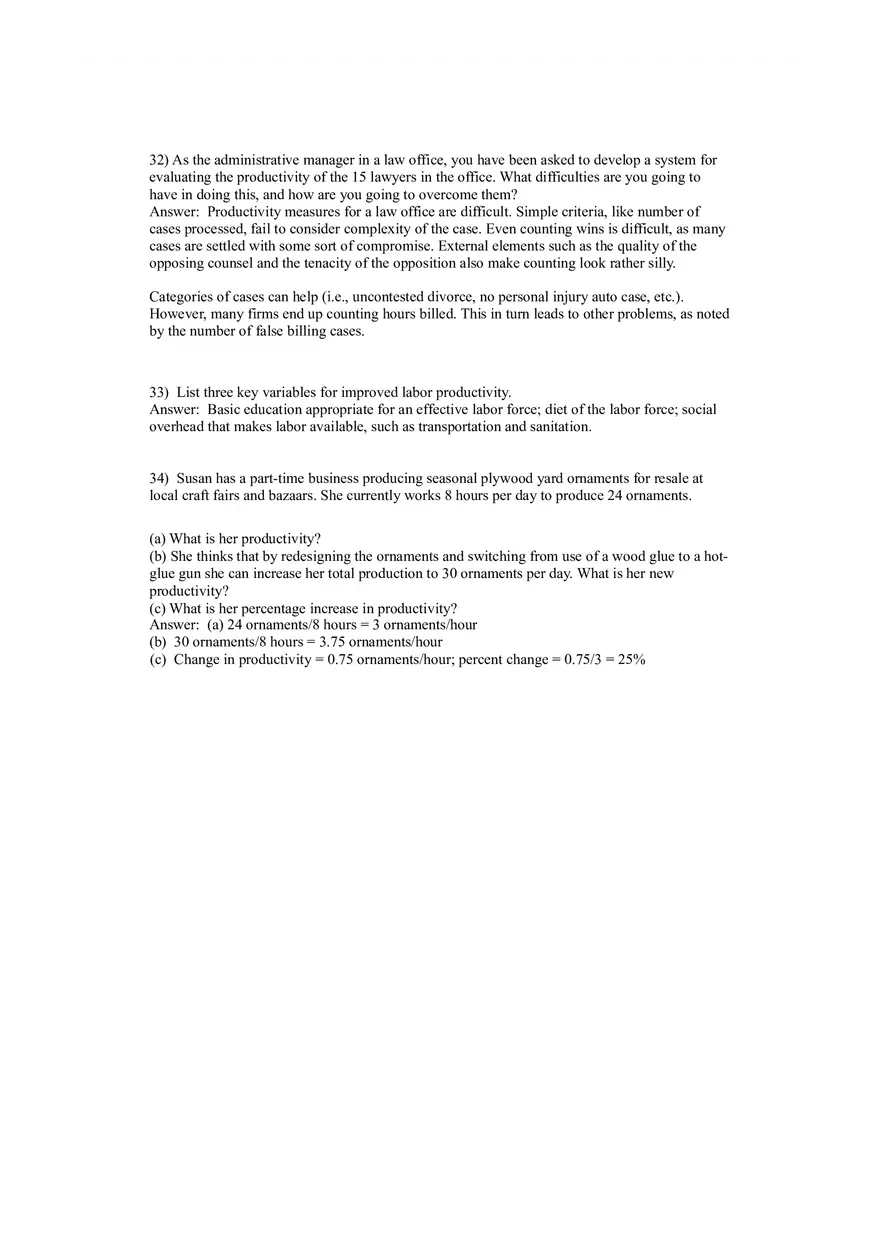 Operations Management (Operations and Productivity) Answers Part 3 - Page 10