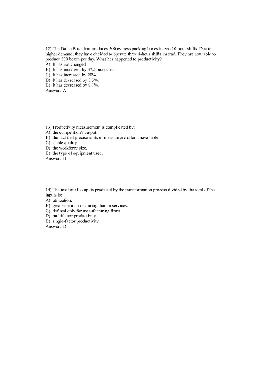 Operations Management (Operations and Productivity) Answers Part 3 - Page 4