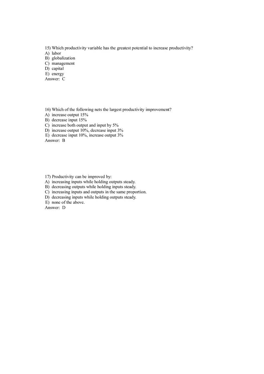 Operations Management (Operations and Productivity) Answers Part 3 - Page 5
