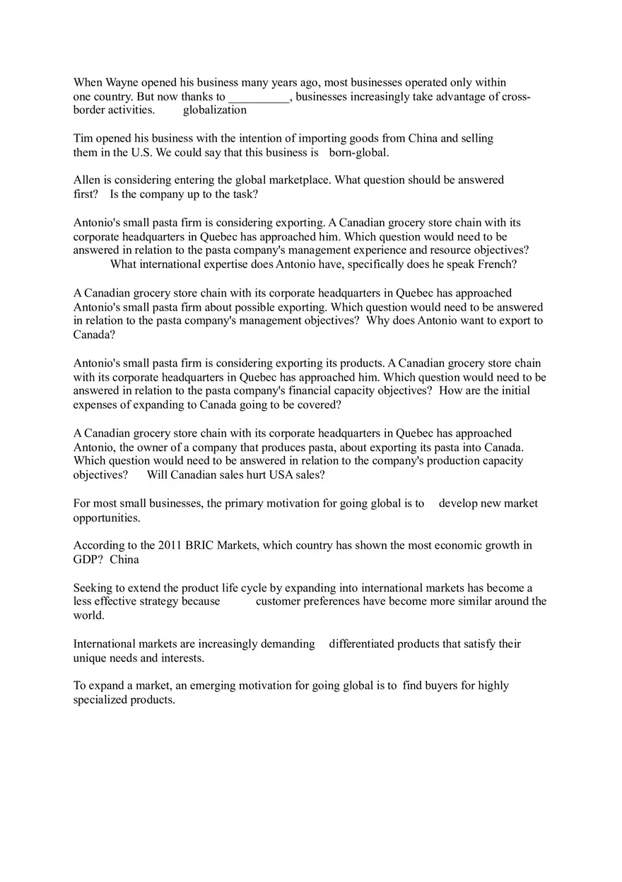 Management (Considerations for Global Business Expansion) - Page 1