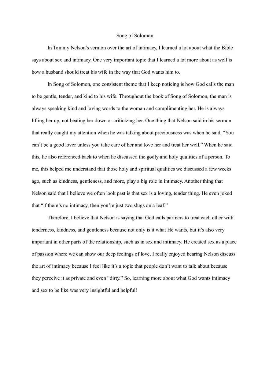Third Song of Solomon Assignment - Page 1