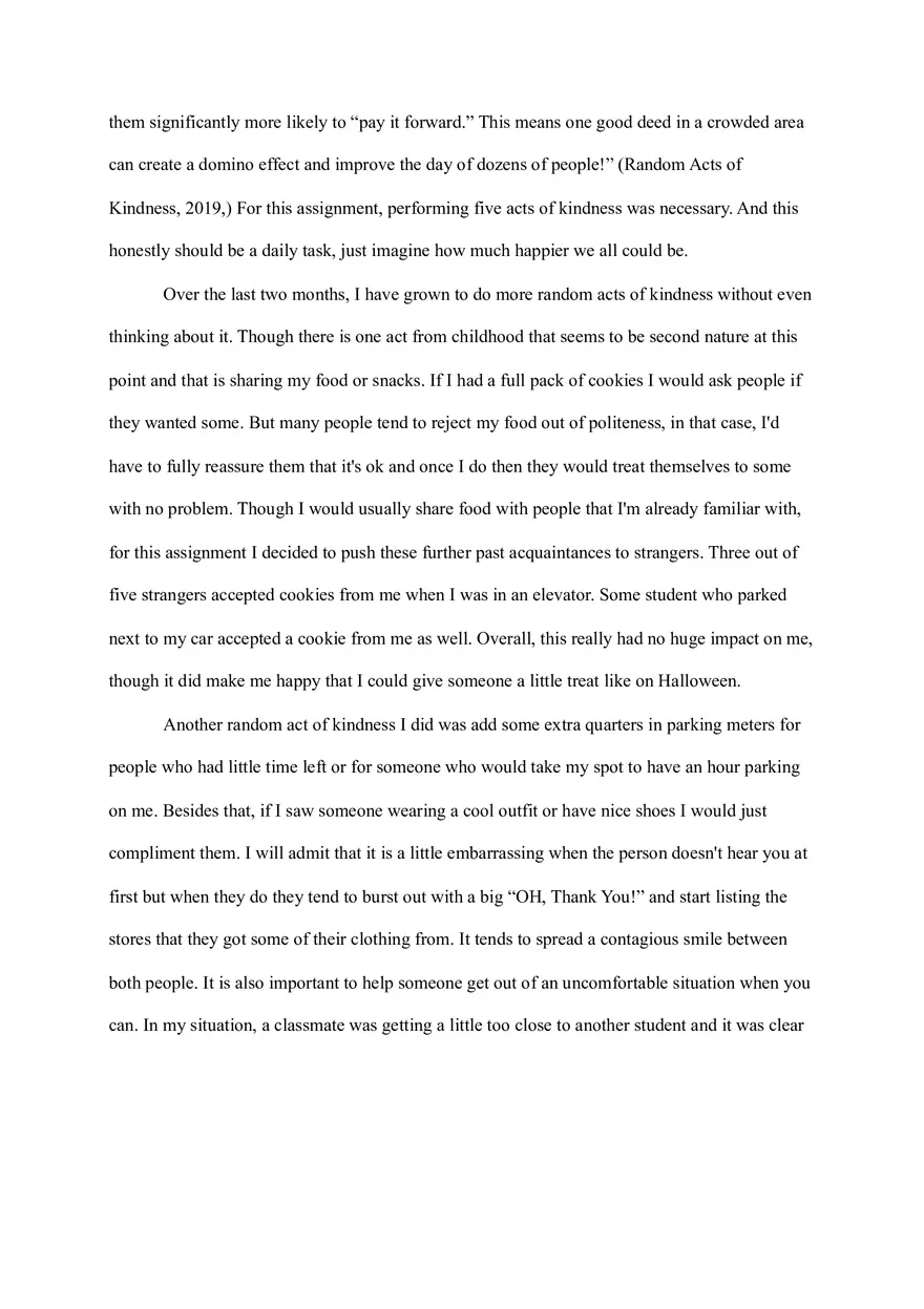 Random Acts of Kindness Essay - Page 2