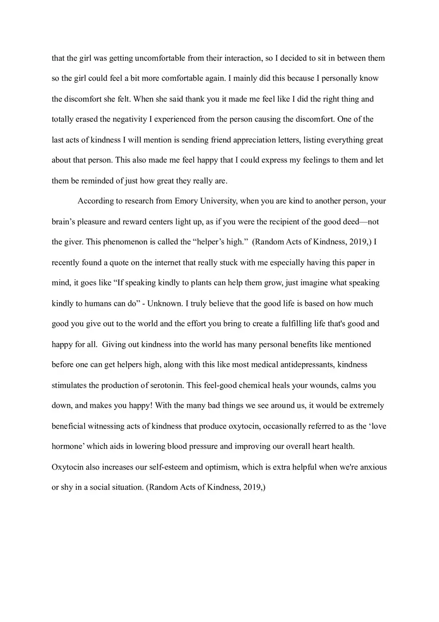 Random Acts of Kindness Essay - Page 3