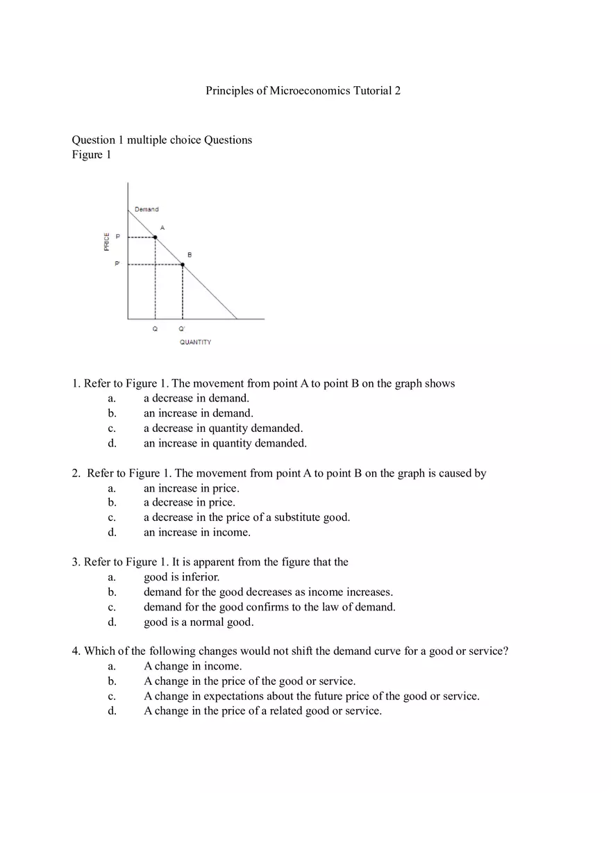 Principles of Microeconomics Tutorial 2 - Page 1