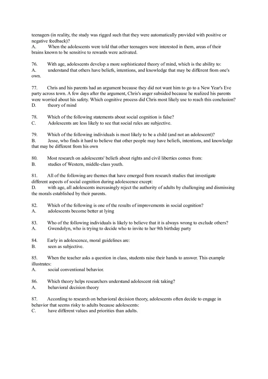 Cognitive Development in Adolescence Test - Page 7