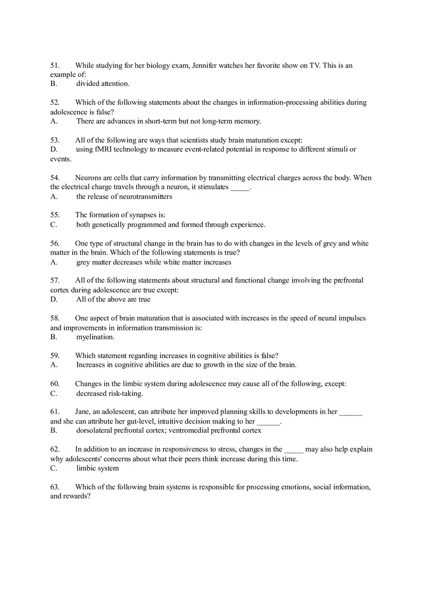 Cognitive Development in Adolescence Test - Page 5