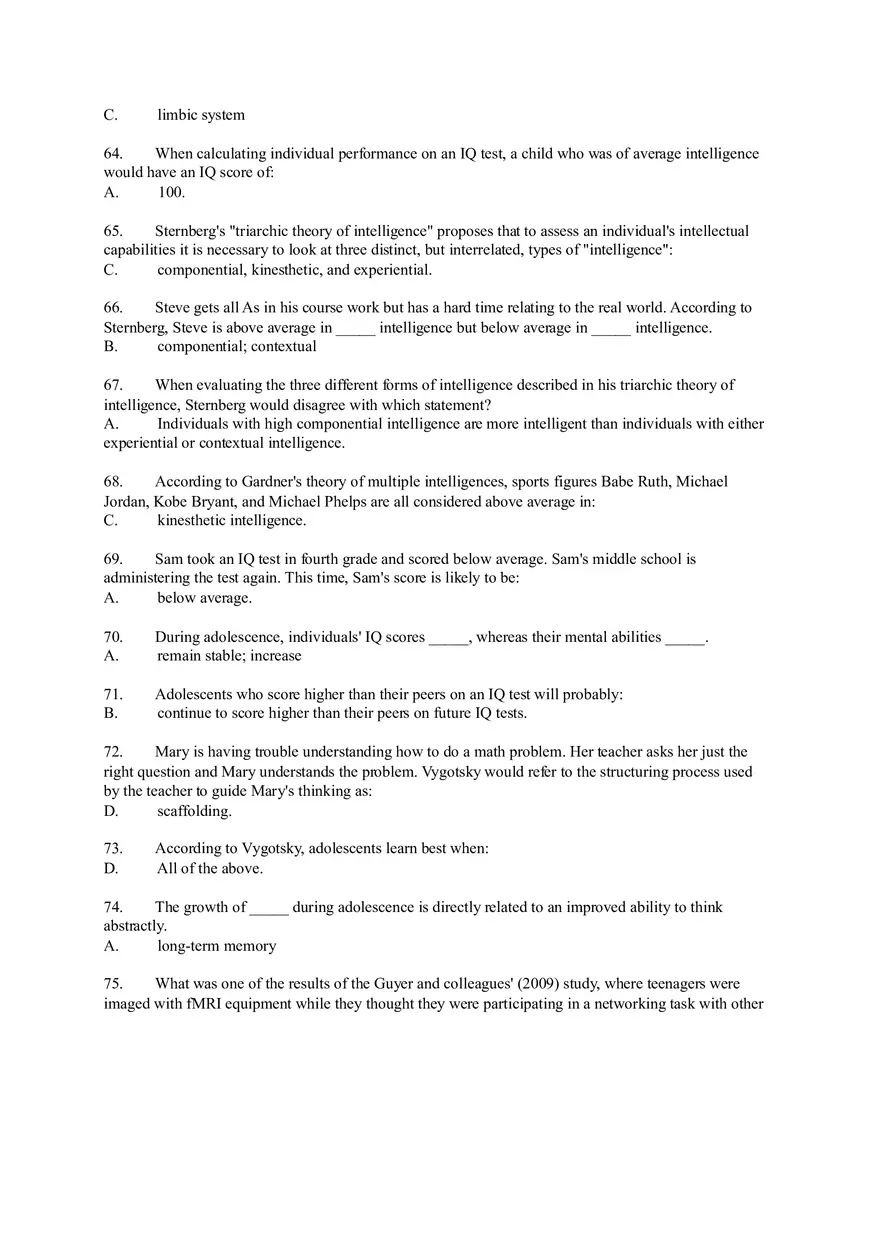 Cognitive Development in Adolescence Test - Page 6