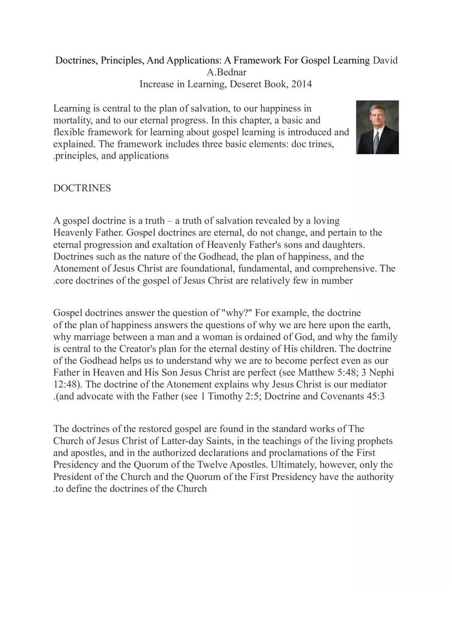 Doctrines, Principles, And Applications A Framework For Gospel Learning David A.Bednar - Page 1