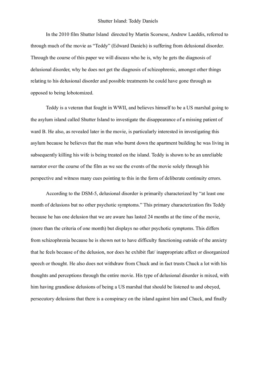 Shutter Island - Teddy Daniels - Page 1
